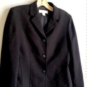 Woman’s black blazer, very petite size 2. Acetate and polyester. Business/casual